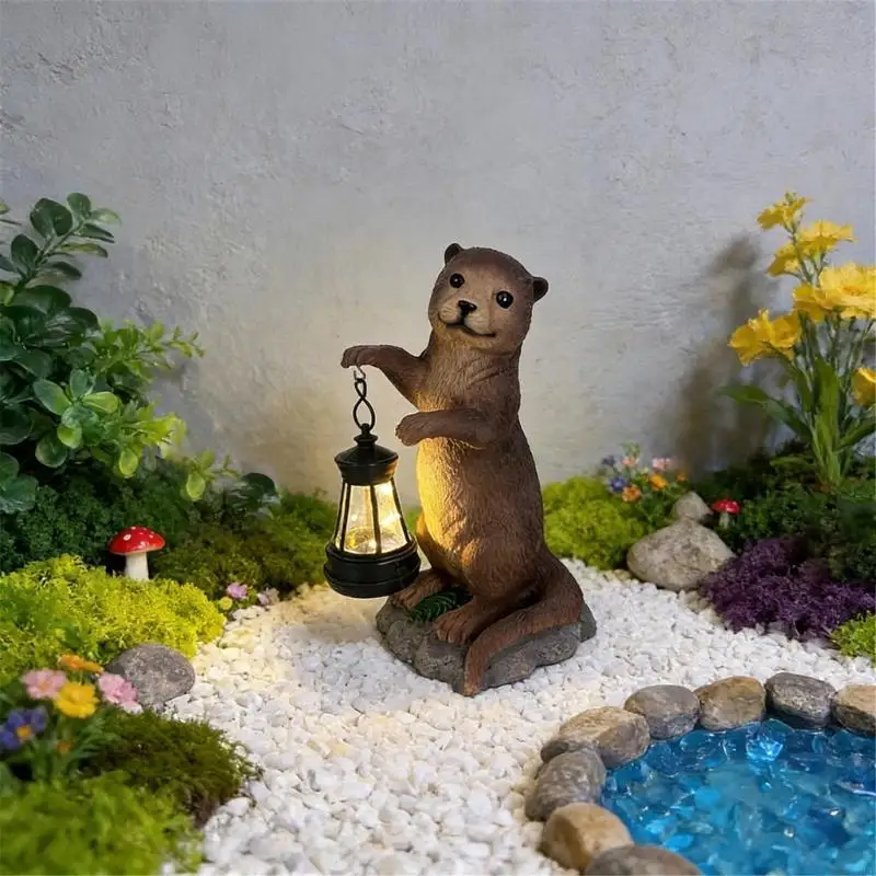Enchanting Resin Animal Statue With Solar Panel For deck Landscape lighting 55KF