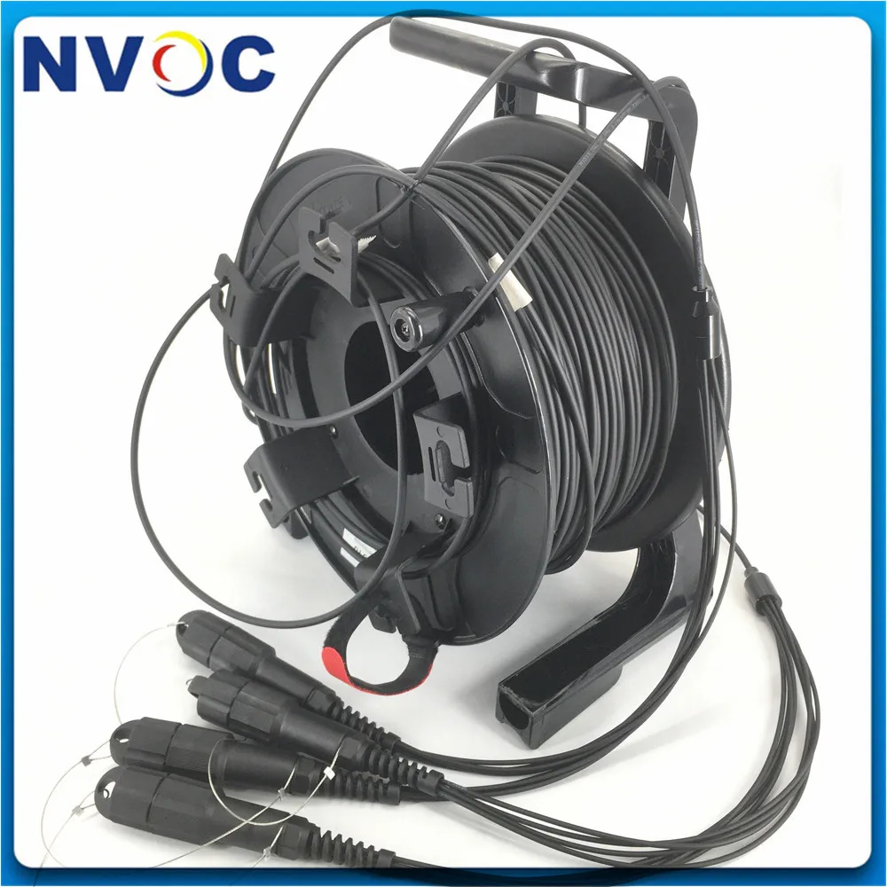 MM,8C,OM4,OM3-550,Armored Black Cable,5.0mm,2Pcs PDLC/UPC(8Core) to PDLC-Fiber Optic Patch Cord 150M 200M with PCD310 Reel