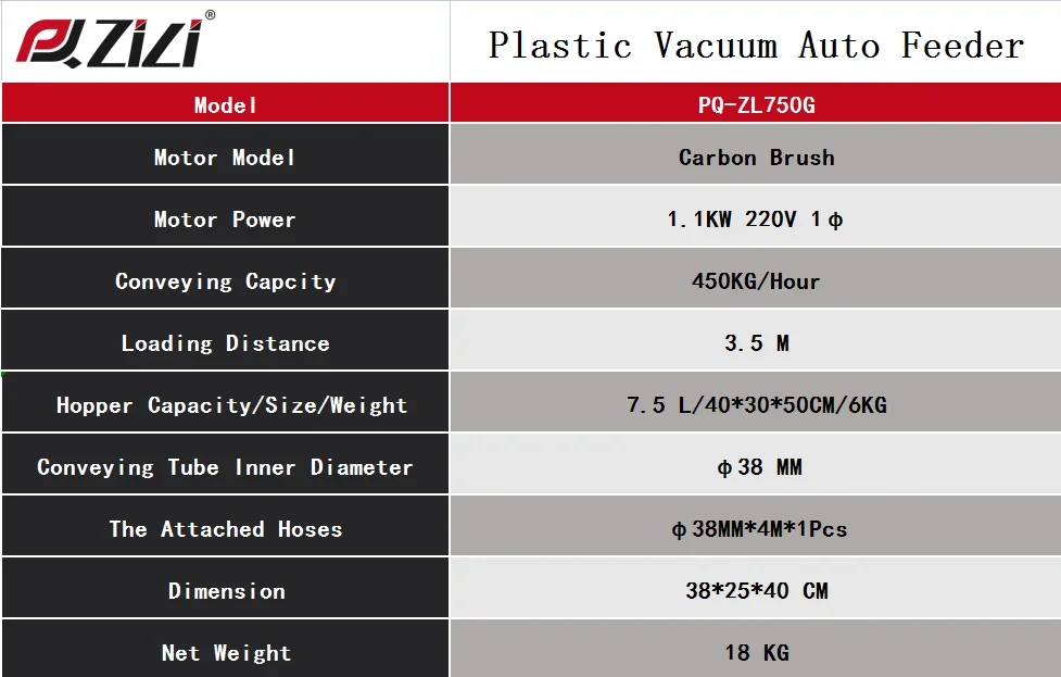 Pengqiang ZILI 450 كجم مصنع البلاستيك مسحوق الحبيبية كسرات بيليه المواد فراغ هوبر السيارات محمل ل PQ-ZL750G #6