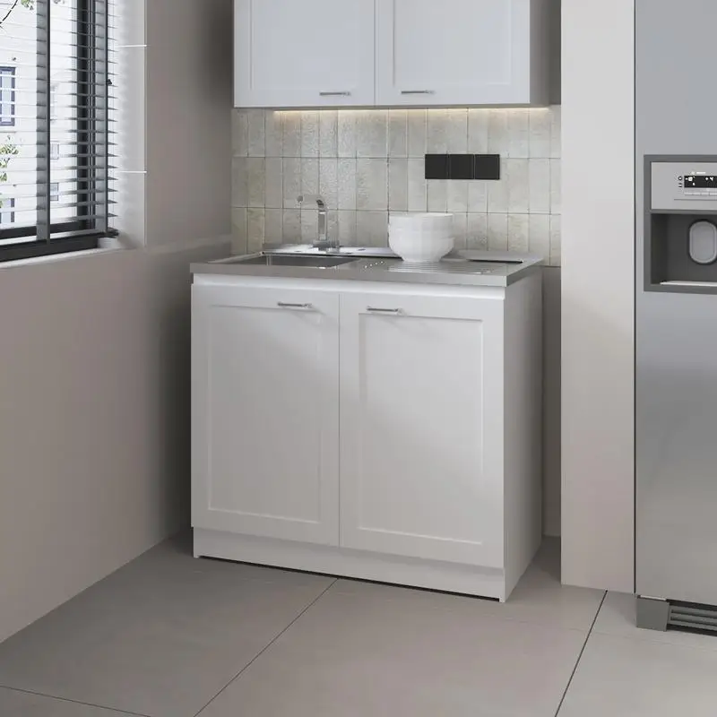 

Utility Sink Base Cabinet with Double Doors & Adjustable Shelf, White