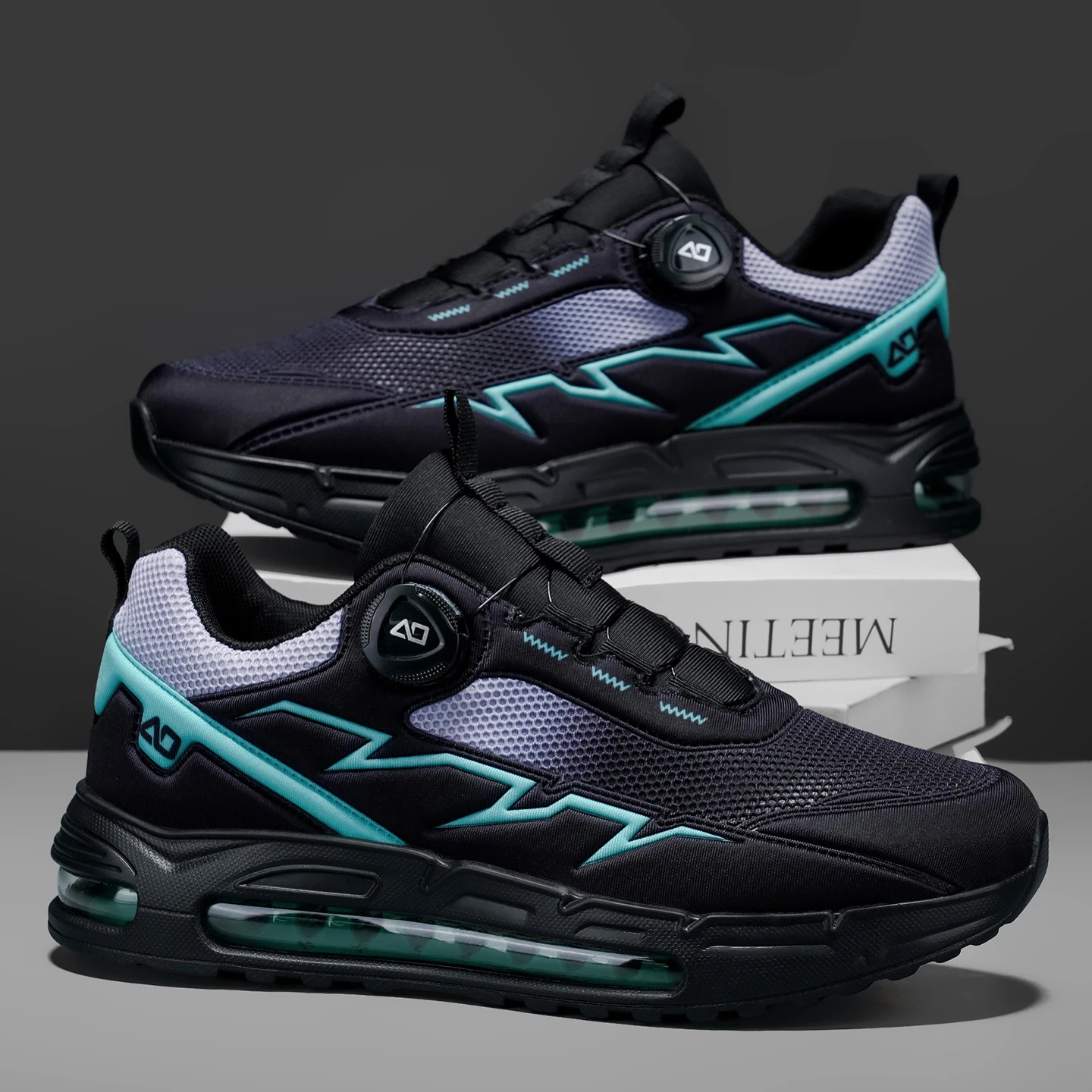 

2026 Spring New Breathable Full-Length Air Cushion Sports Shoes Rotating Buckle Big Size Lightweight Running Sneakers