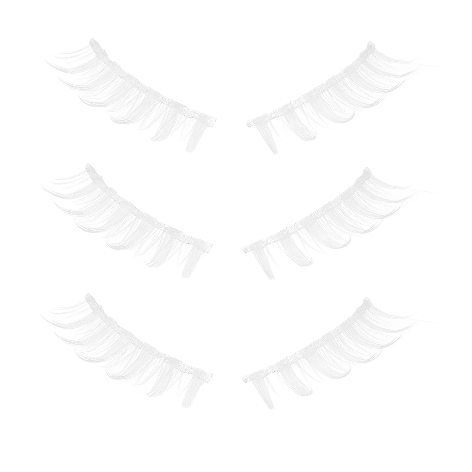 3Pairs Fashion White Fake Eyelashes Soft Lightweight Easy Remove Makeup Cosplay Halloween Party False Lashes Natural Comfortable