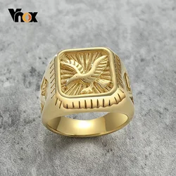 Vnox Punk 17mm Eagle Rings for Men, Gold Color Stainless Steel Chunky Finger Band, Rock Cool Male Jewelry #8- #12