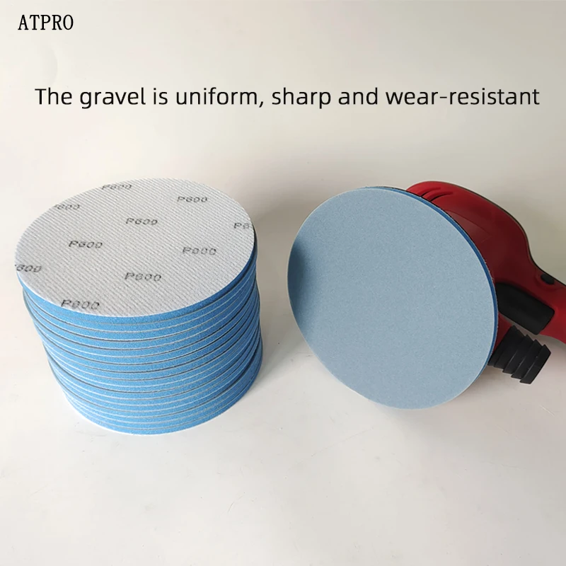 20 pezzi per scatola di carta vetrata in spugna blu da 6 pollici, foglio di carta vetrata floccata rotonda per lucidatura auto, grana 400-3000