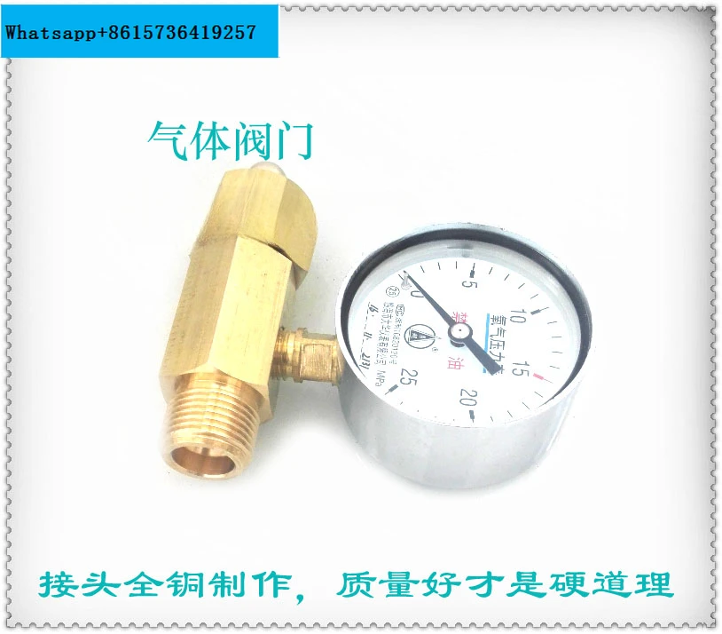 

Three way pressure gauge connector added, gas cylinder pressure measuring, oxygen gauge 25Mpa with pressure relief