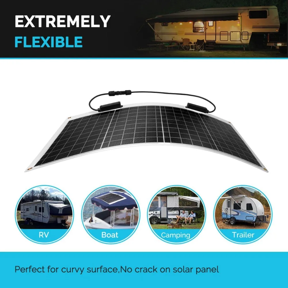 Renogy Flexible Solar Panel 50 Watt 12 Volt Monocrystalline Semi-Flexible Bendable Mono Off-Grid Charger for Marine RV Cabin