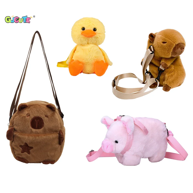 

1 шт. Kawaii капибара плюшевая сумка через плечо милые сумки на плечо с мультяшными животными креативная большая вместительная плюшевая сумка для девочек подарок