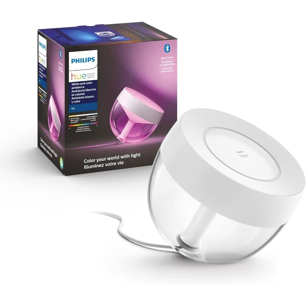 

Iris Smart Table Lamp, White and Color Ambiance LED Color-Changing Light - 1 Pack - Control with Hue App - Works with Alexa