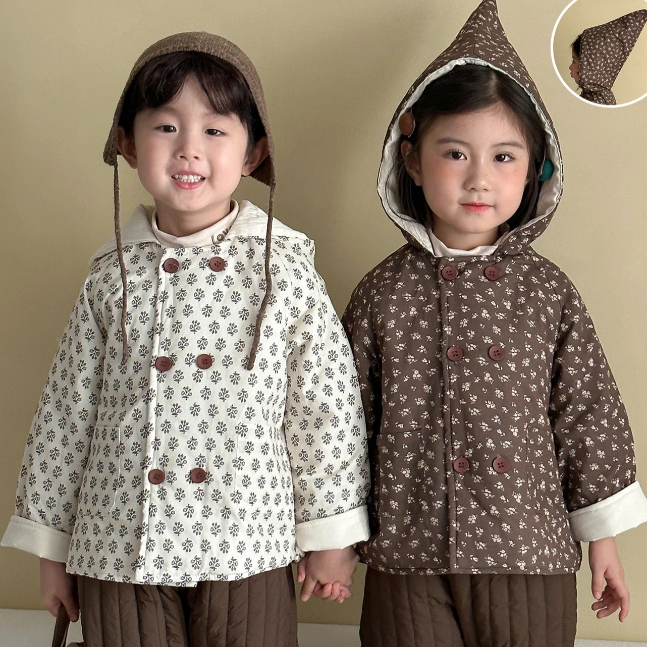 

Coat 2025 Autumn and Winter New Childrens Clothing Korean Boys and Girls Fashion Clip Cotton Tipped Hat Clip Cotton Warm Jacket