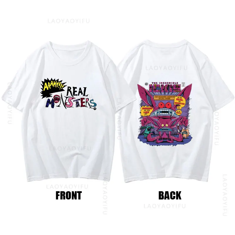 

Real Monsters Theme 100%Cotton Streetwear Men's Shirts Clothing Hip-hop Street Fashion Graphic Gym Tops Summer Short Sleeve Tee
