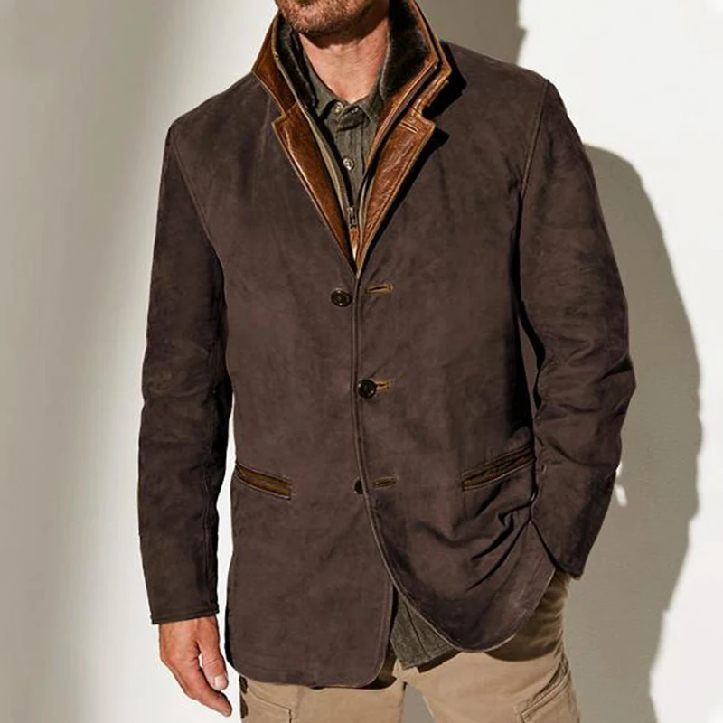 Vintage Michigan Jacket Solid Color Single Breasted Stand Up Collar Casual Fashion Loose Comfortable Work Outdoor Jacket