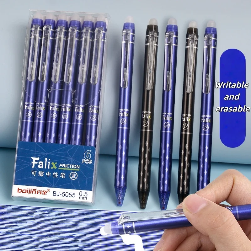 

1/4/6Pcs Erasable Gel Pens with 0.5mm Refills, Retractable Pens, Simple Blue and Black Ink Pens