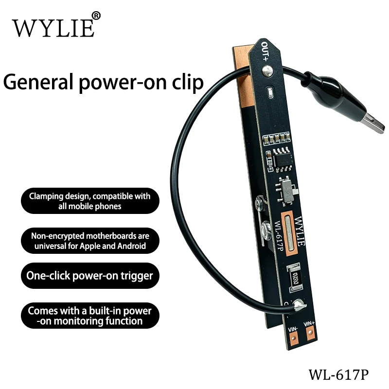 WYLIE WL-617P Compact Power-On Test Clip 90x12.5mm 14g for Phone Tablet Motherboard Repair and Electronics Troubleshooting