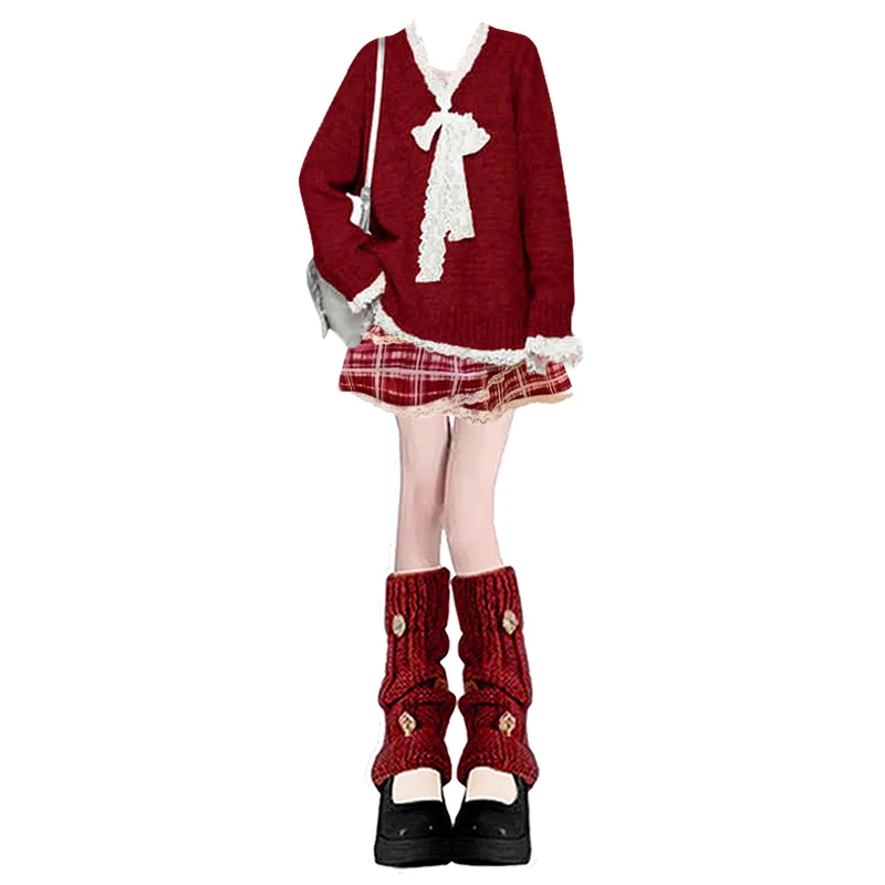 Suéter de punto para mujer de Año Nuevo 2025, conjunto de dos piezas ter Dr, sensación de gama alta, largo, Sve V-Ne, otro material 00%