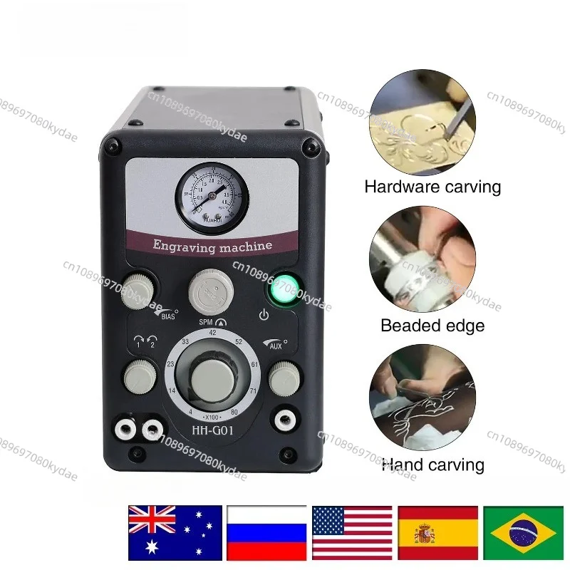 110V/220V Pneumatic Jewelry Engraver Machine Equipped with Double-Head Micro Engraving and 400-8000 RPM Graver Handpiece
