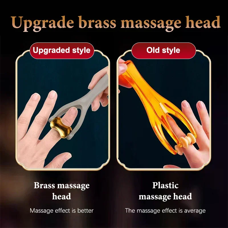 Finger Massage Dual-Row Roller Brass Roller Design Easy Use Relieve Finger Fatigue Promote Blood Portable Finger Massage Tool