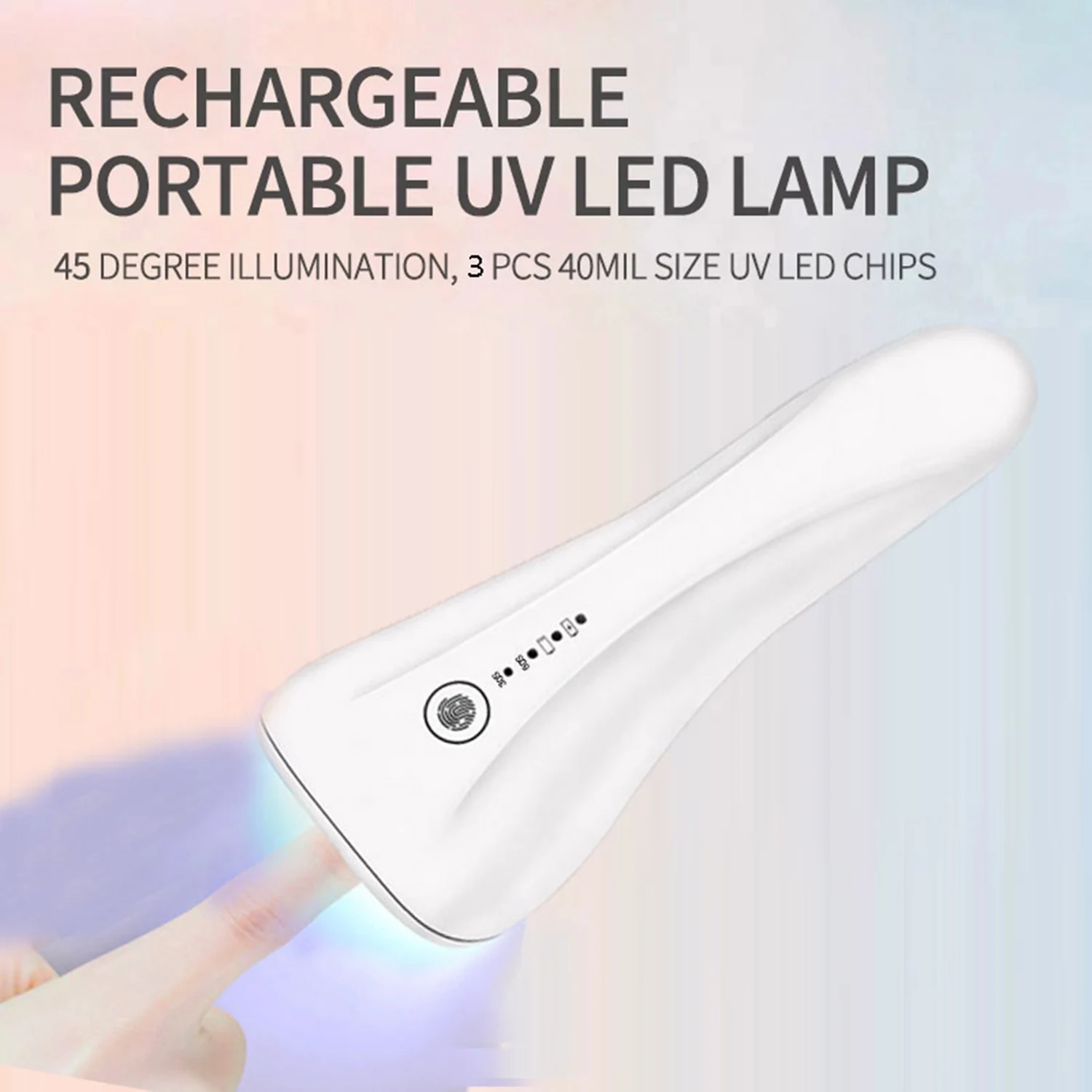 CMHI-مصباح أظافر قابل لإعادة الشحن 3 مصابيح LED محمولة باليد ومؤقت بطارية صغير ومجفف أظافر بالأشعة فوق البنفسجية LED ضوء أظافر