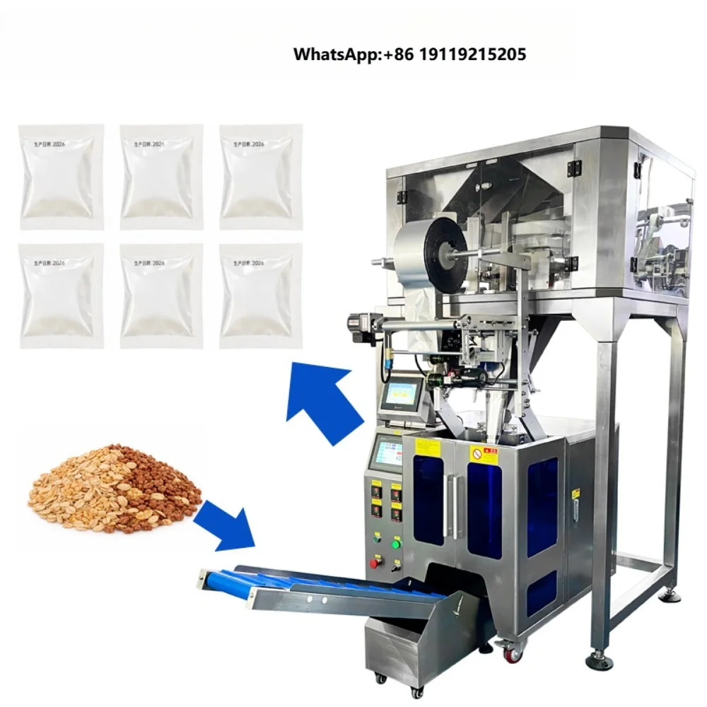 4 Head Weighing Filling Sealing Wrapping Packaging Machine for Grains Cereals Rice Beans Seeds and Granular Food Pouch Packing