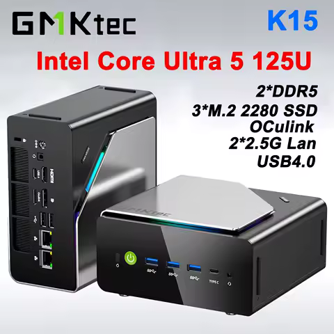 GMKtec K15 Intel Core Ultra 5 125U MINI PC OCulink 2*DDR5 3*M.2 2280 SSD 2.5G Lan WIFI6E BT5.2 USB4.0 Desktop Gaming Computer