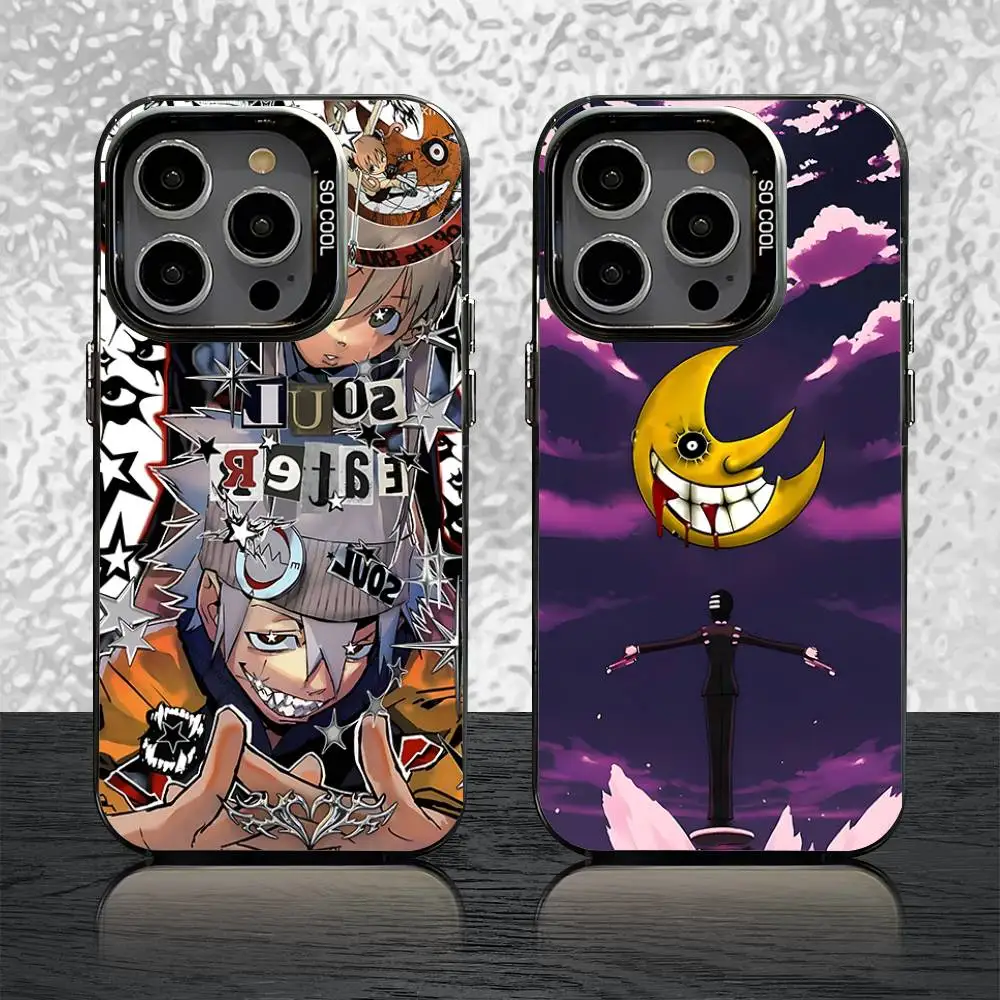 

S-Soul E-Eater Maka Phone Case For iPhone 16,15,14,13,12,11,Pro,Max,Plus,Mini,SE Black Candy Matte Shockproof Cover