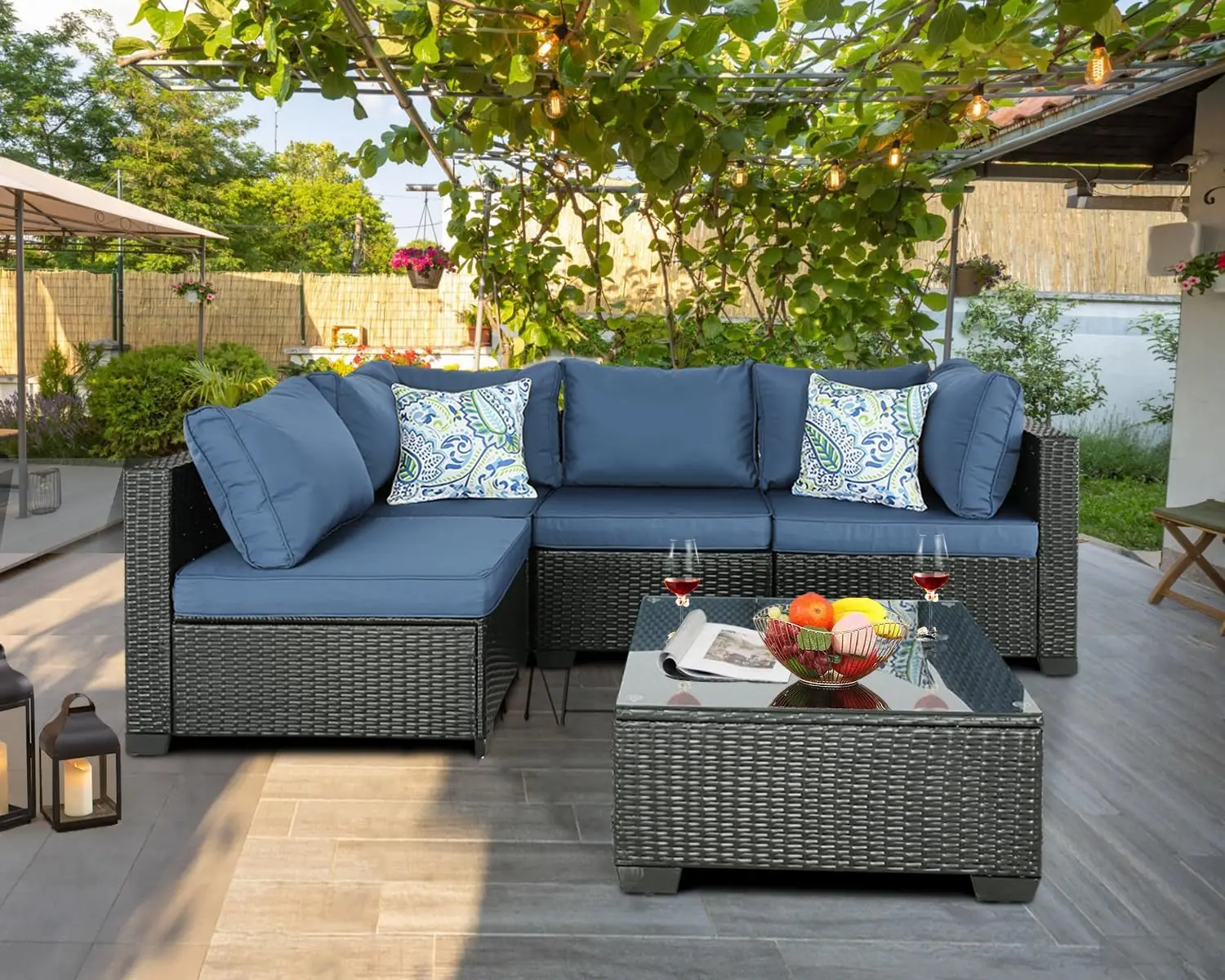 Outdoor Furniture  Conversation Sets Balcony Furniture Outdoor Sectional for Outdoor Indoor Backyard Lawn Garden Porch Poolside