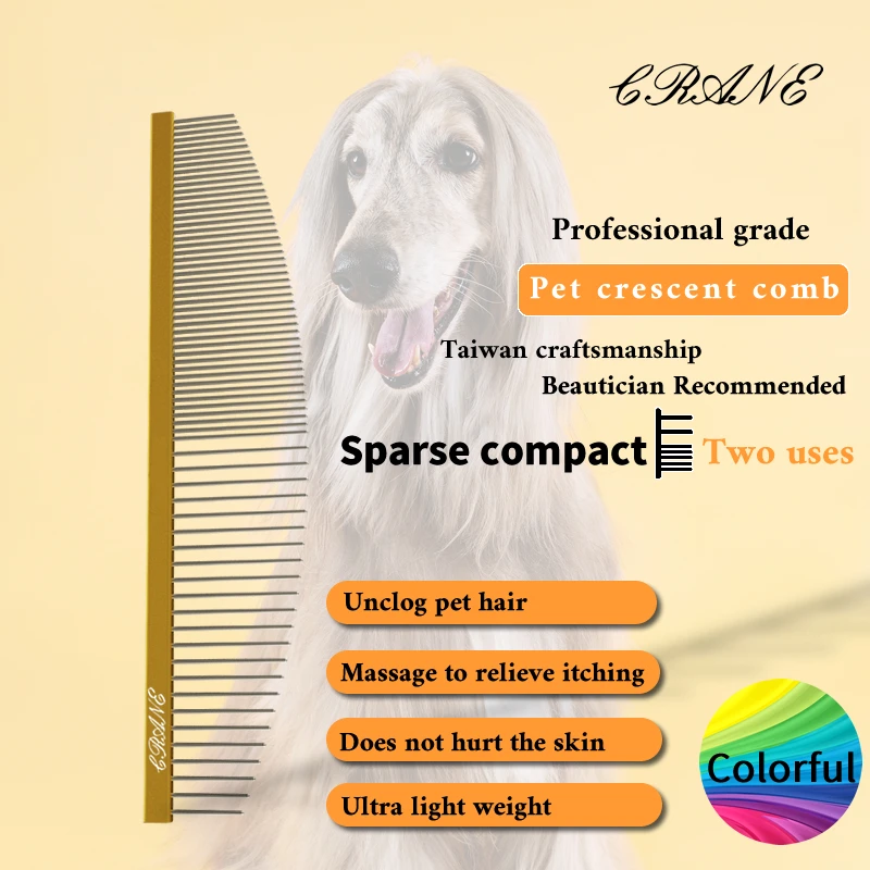 Crane Brand Pet Grooming Single Comb Stylist Aviation Aluminum Ultra-light High Quality Pet Crescent Comb Dog Cat Use Styling