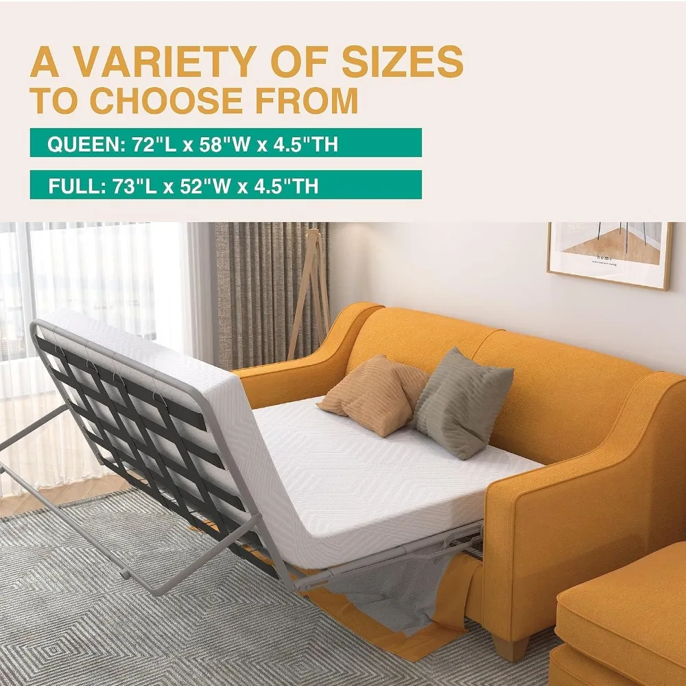 مرتبة أريكة نوم كاملة الحجم - إسفنج ميموري فوم مقاس 4.5 بوصة مع قماش خالي من الألياف وغطاء قابل للغسل #3