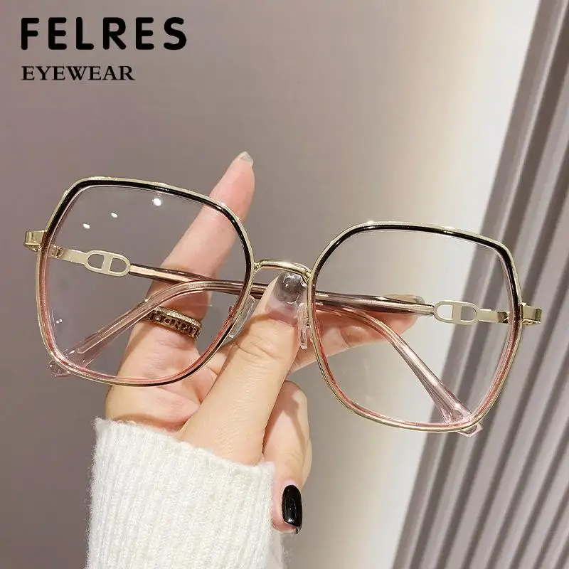 New Vintage Square Metal Frame Reading Glasses Fashion Women Optical Eyewear Anti Blue Light Prescription Presbyopic Glasses