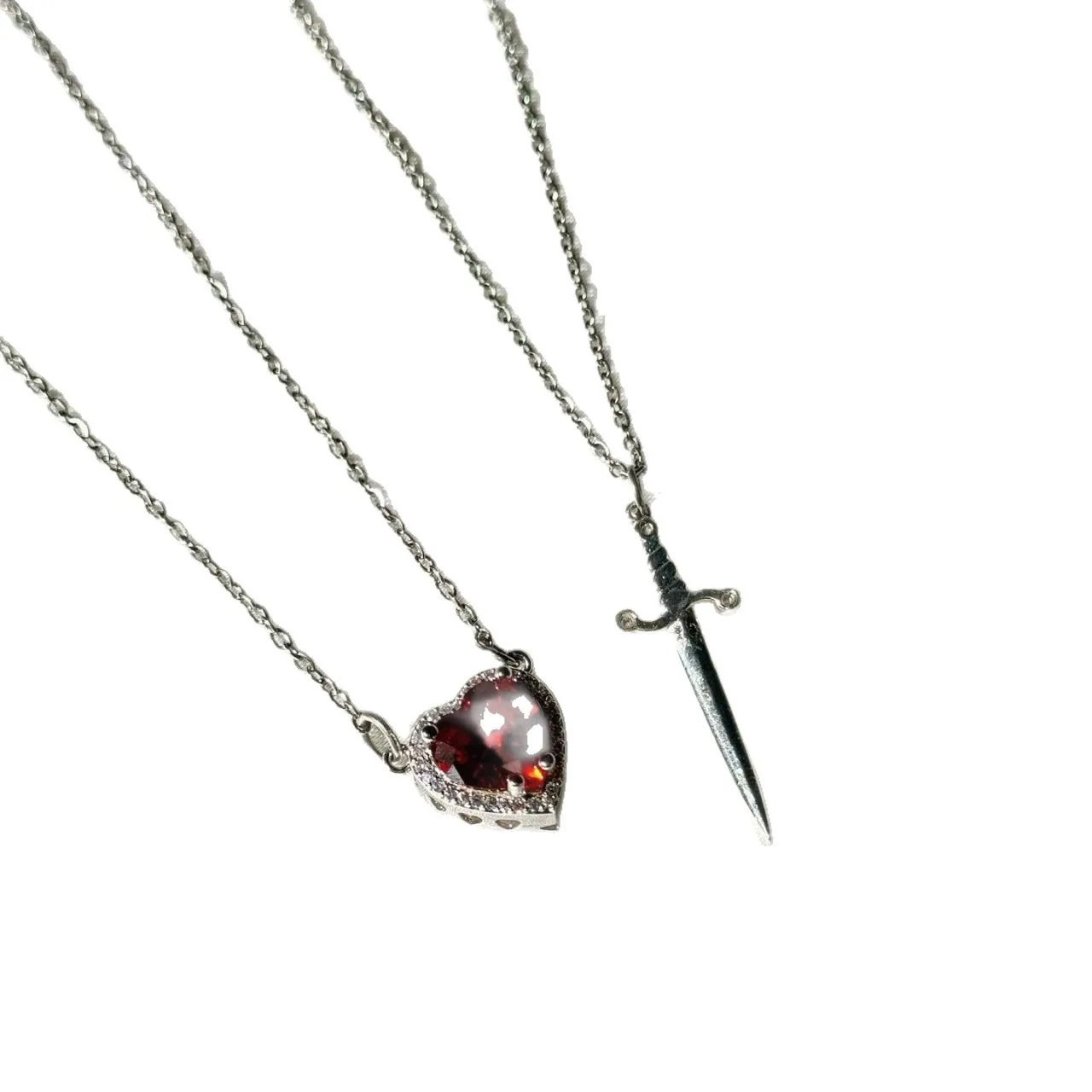 Ожерелье с сердечком и мечом, ожерелья для пар, кольцо с кристаллами циркона, браслет, ожерелье, комплект ювелирных изделий для романтических подарков на День святого Валентина