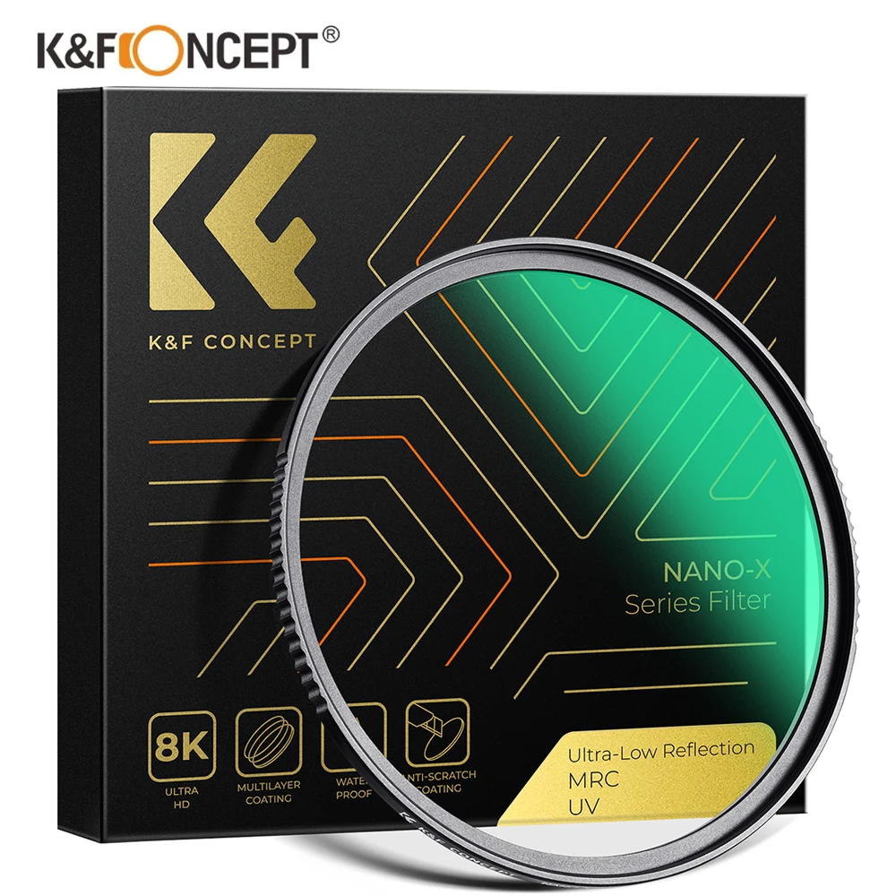 K&F Concept Nano-X Ultra-low Reflection UV Filter 37-95mm Ultraviolet Protector Lens Filters 28-Layers Coating Scratch-resistant