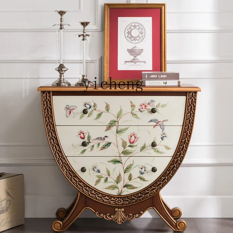 American Painted Solid Wood Drawer Chest of Drawers Hallway Background Country Bedside Storage