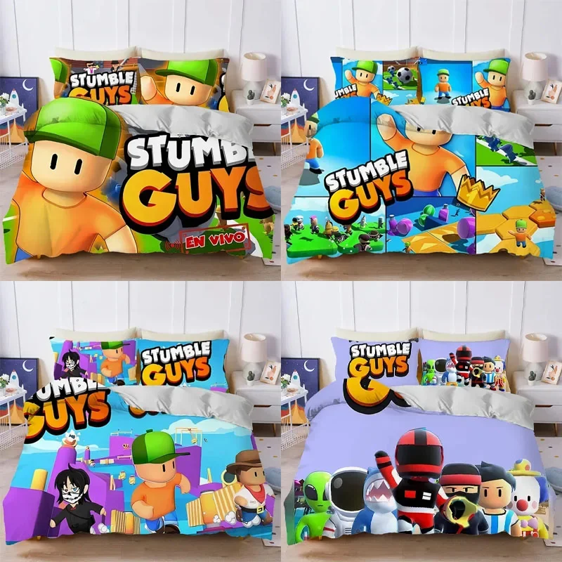 

Stumble Guys Bedding Set Quilt Cover Pillowcase Anime Cartoon Game Kawaii Bed Spead Bedroom Duvet Cover Bedding Suit Kids Gift