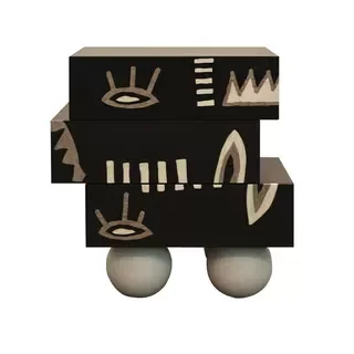 

Wabi Sandy wind solid wood, hand-painted bedside table, medieval retro bedroom, special-shaped bedside table