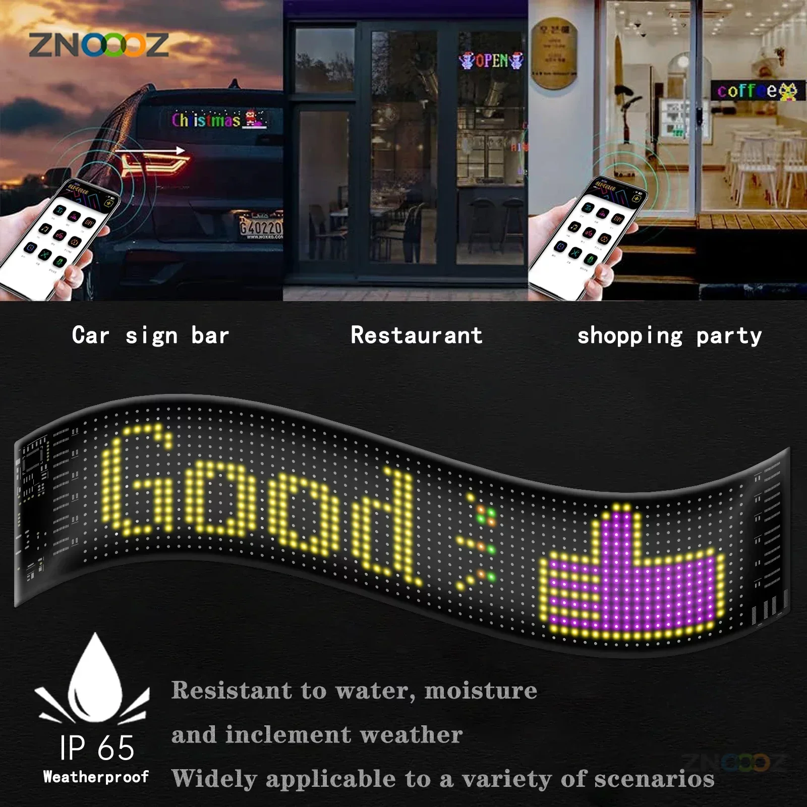 Car LED Matrix Pixel Panel DIY RGB LIghting Graffiti Scrolling Text Board Windshield Advertising Screen Bluetooth APP Control