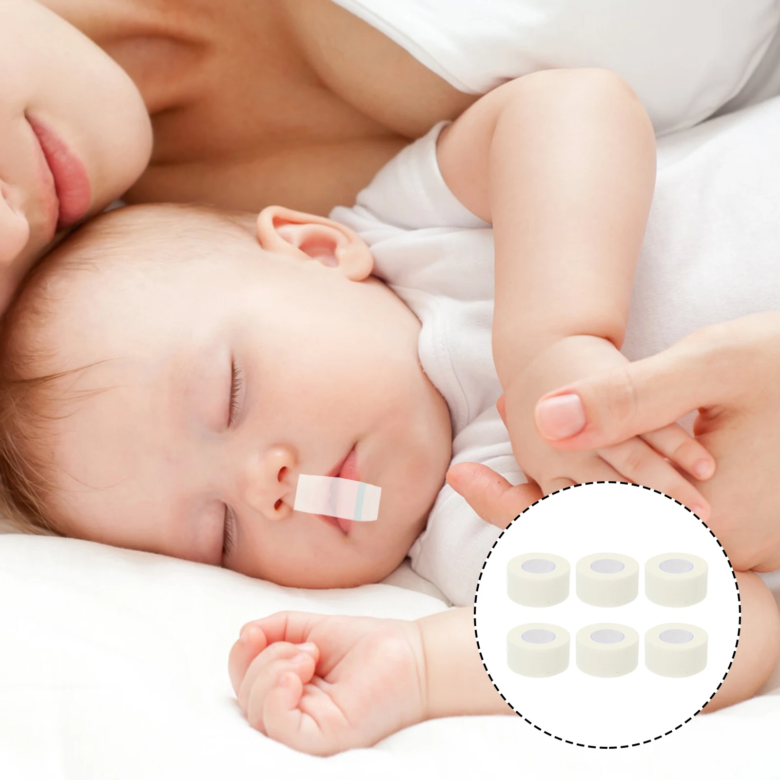 

6 Rolls Anti Mouth Open Sleep Tape Breath Control Strips Breathable Adhesive Mouth Strip for Adults Sleep Aid Household