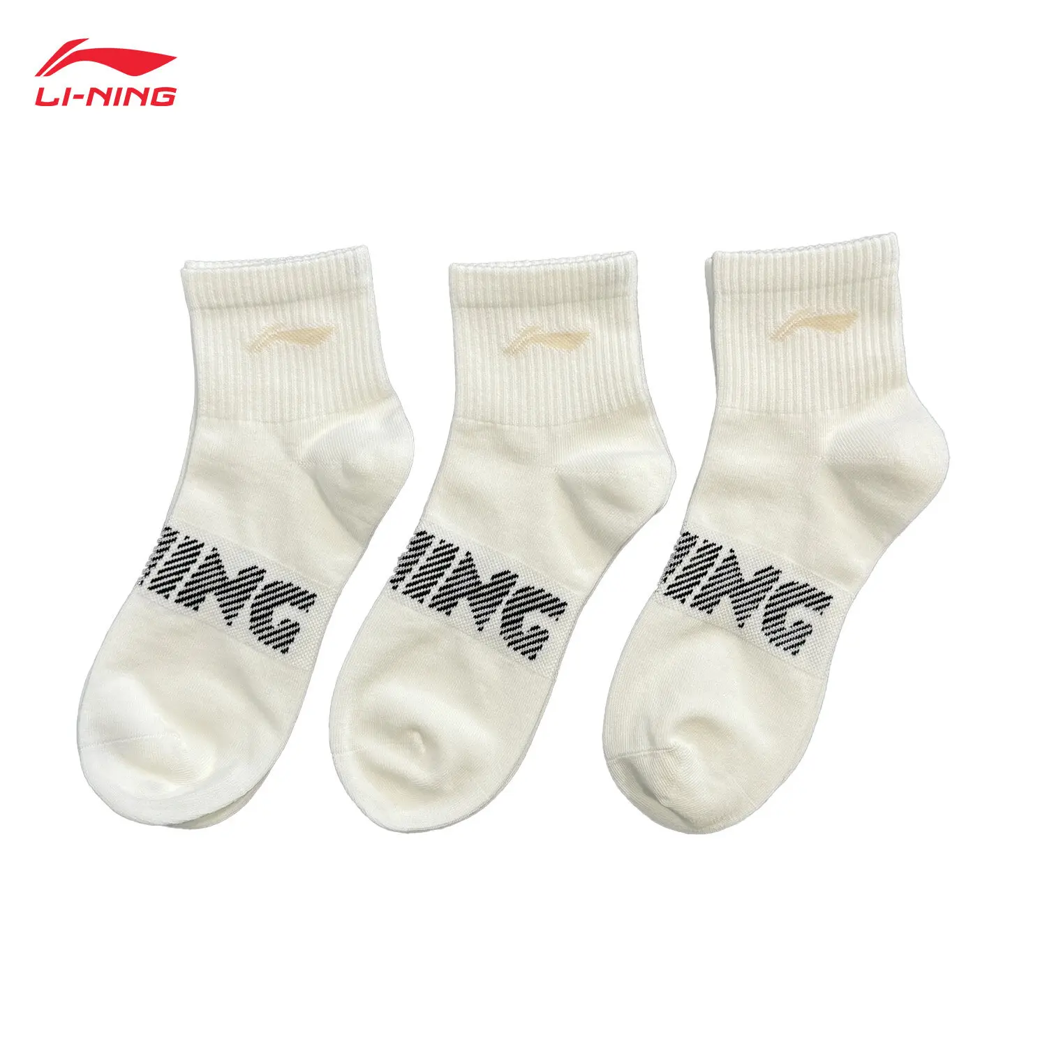 LI-NING للجنسين منتصف العجل الجوارب 3 أزواج الرياضة نمط المهنية تنفس الجوارب 22-28 سنتيمتر AWSU025