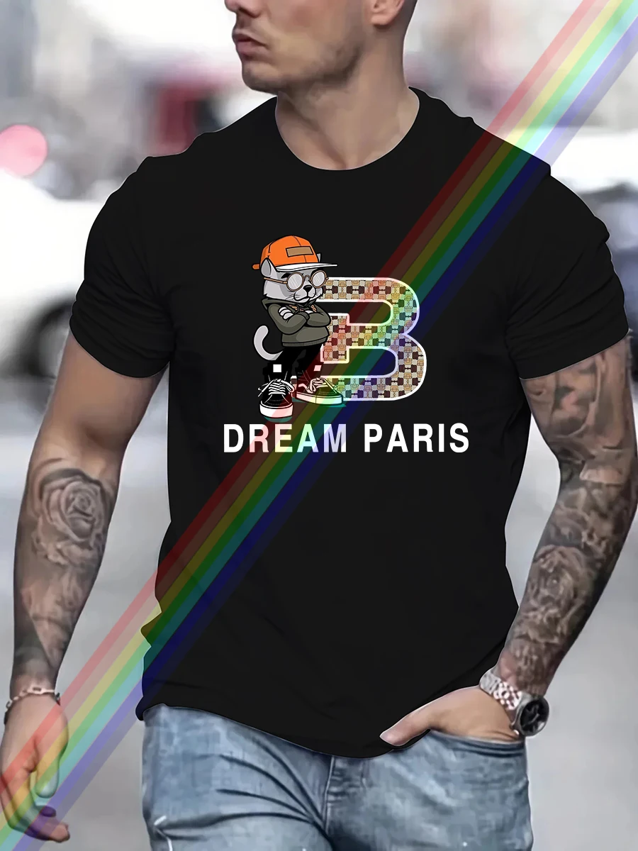 

Fashion Luxury Brand Cat Print T Shirt For Man Summer Vintage Unisex Oversized T-shirt Y2k Tops Short Sleeve Men's