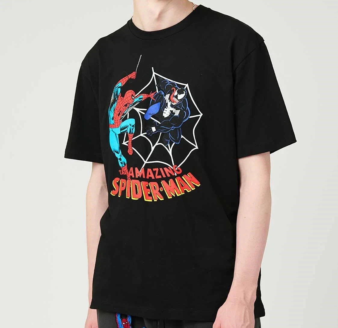 

Summer Spider-Man Vs. Venom T-shirt Black Japan Limited New Pre Personalized Loose Cotton Short-sleeved