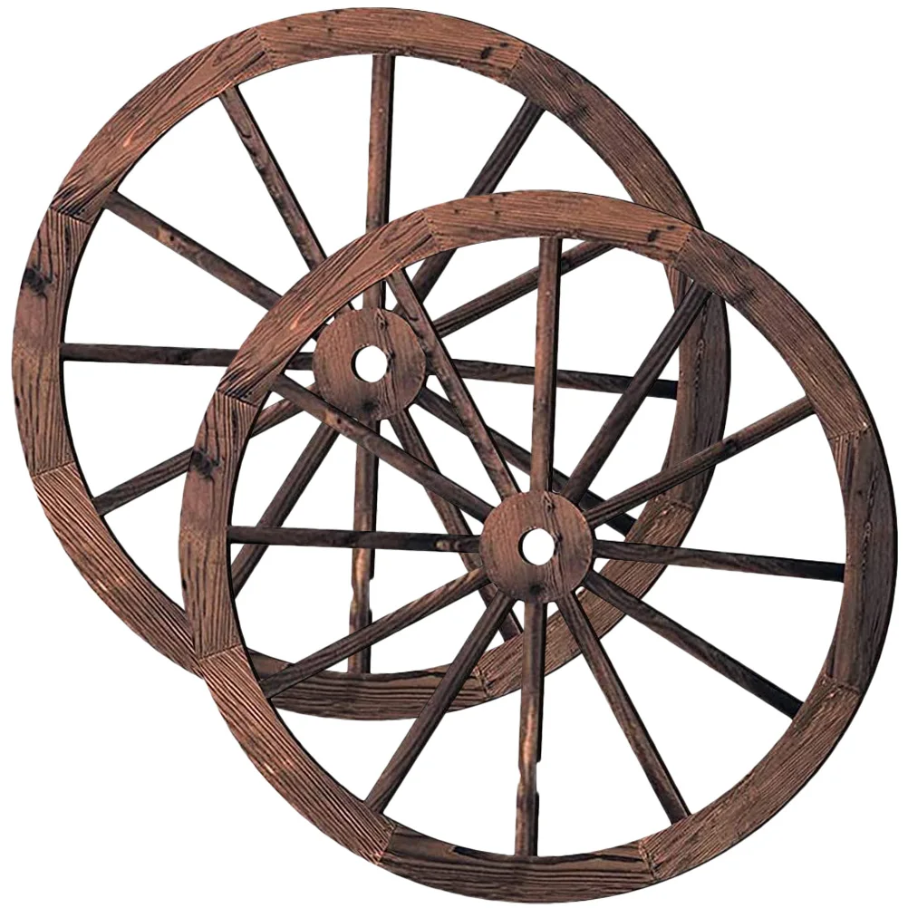 2pcs Wagon Wheel Decor Wooden Wagon Wheel Wall Decor Vintage Ornament Decor for Bar Garage Living Room Crafts Decoration