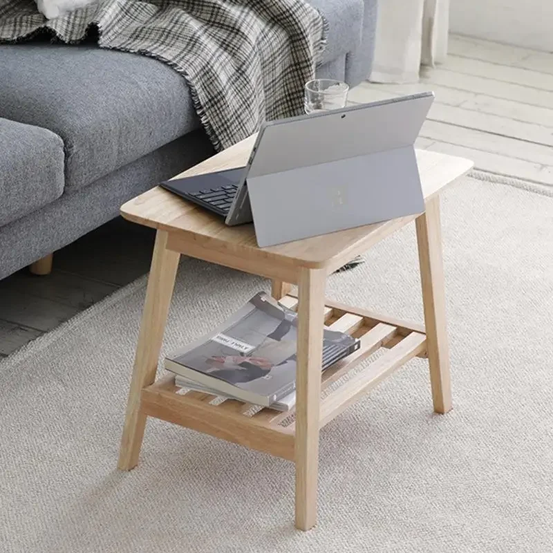 

Nordic Minimalist coffee table solid wood sofa simple, bedside shelf living room small apartment