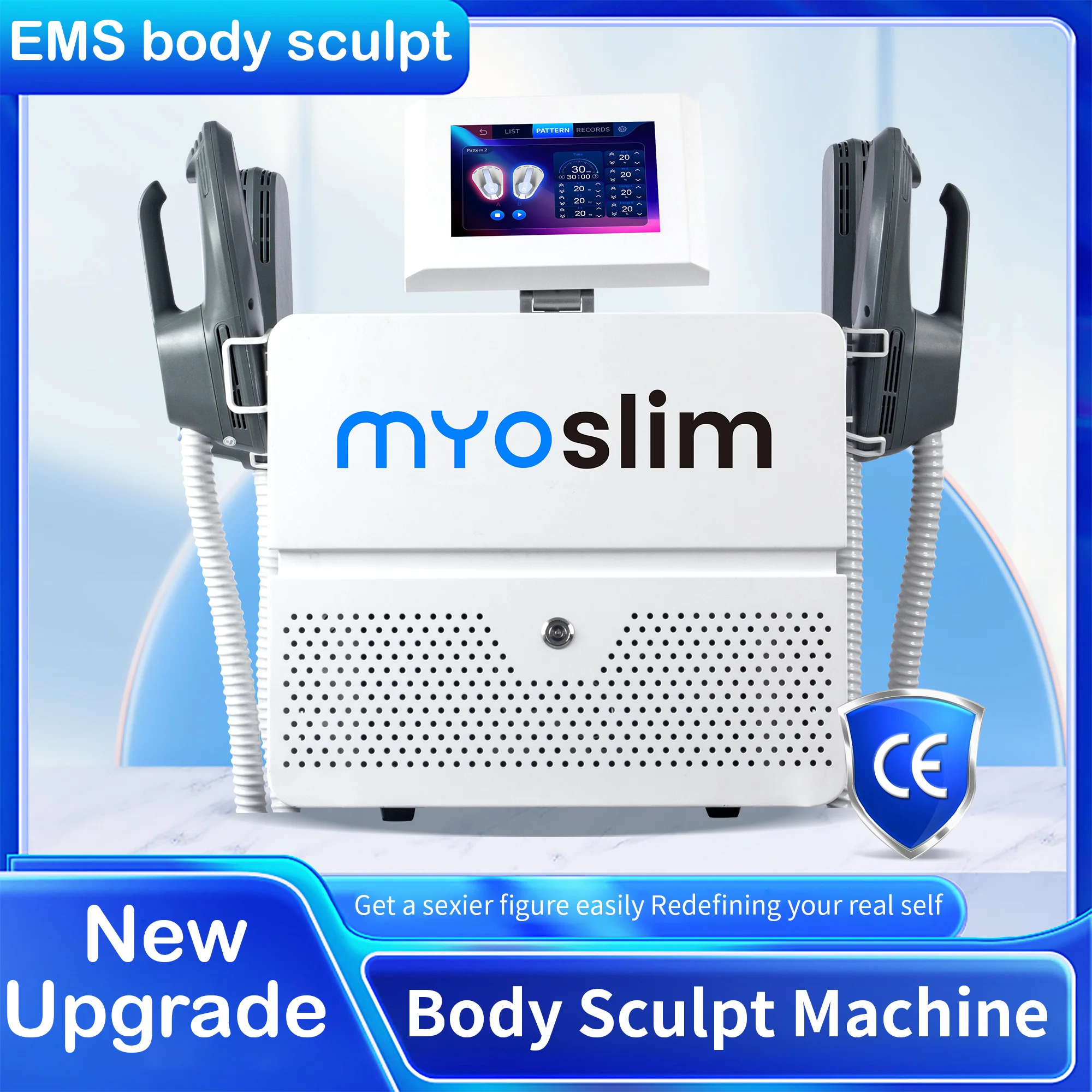 

Myoslim Body Sculpting Machine Shaping 15 Teslas 6500W Radio Frequency RF Muscle Stimulator Device For Fat Reduction