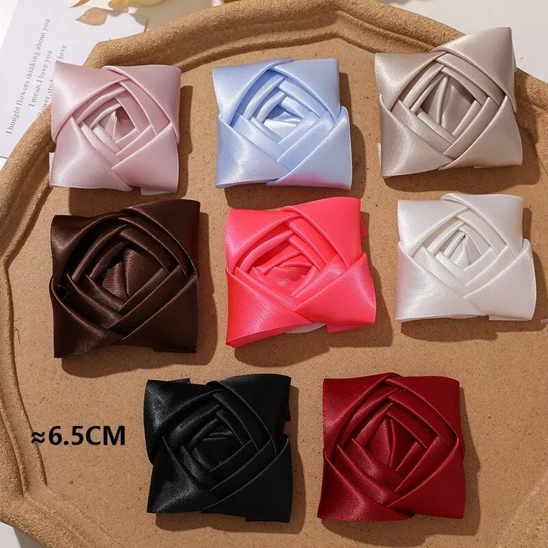 Vintage Satin Fabric Square Rose for DIY Brooch Make Accessories 4pcs Wholesale Big Flora Wedding Bridal Ornament Bulk Supplier