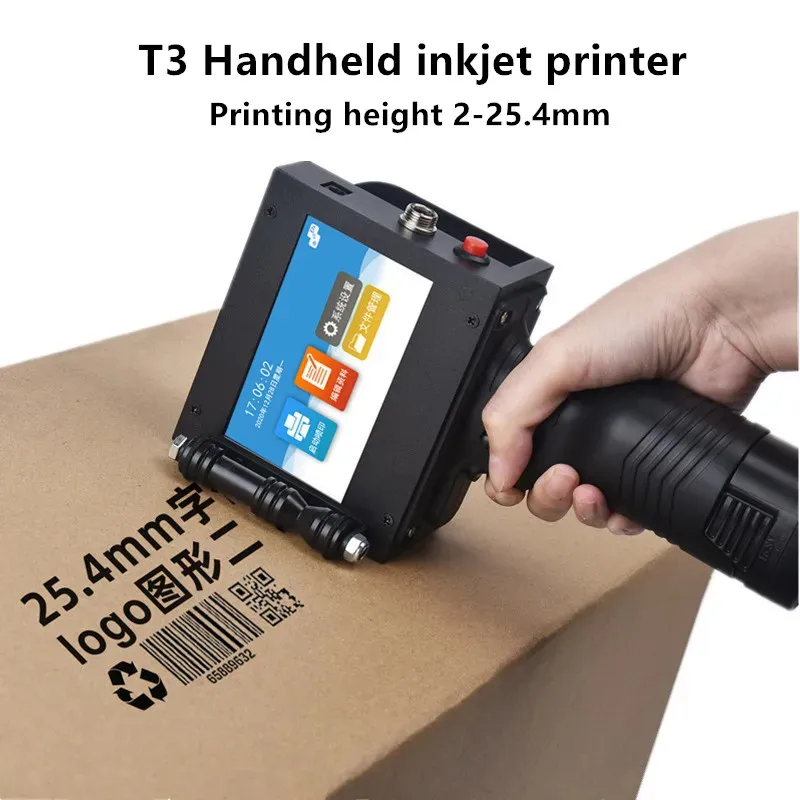 

T3 Handheld Inkjet Printer Production Date Number Logo Barcode Package Label Multilingual Text Height 2-25.4mm inkjet printer