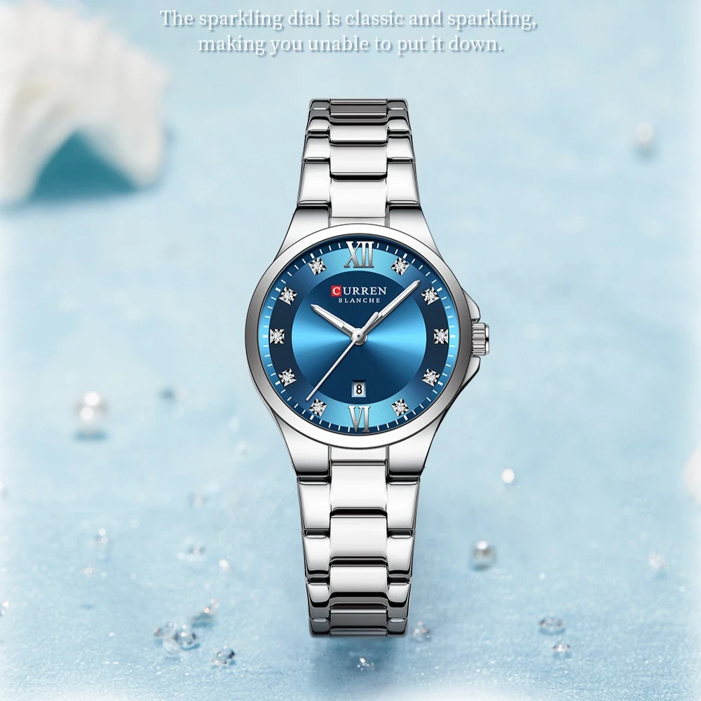 

Curren 9107 Women's Quartz Watch Automatic Calendar Fashion Women's Watch Casual Stainless Steel Strap Watches for Woman