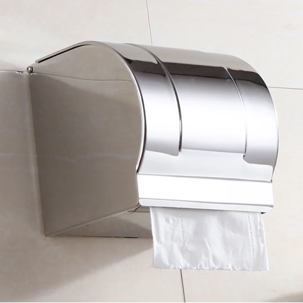 

Paper Towel Holder Stainless Steel Storage Rack Tissue Punch Hole Toilet Silver