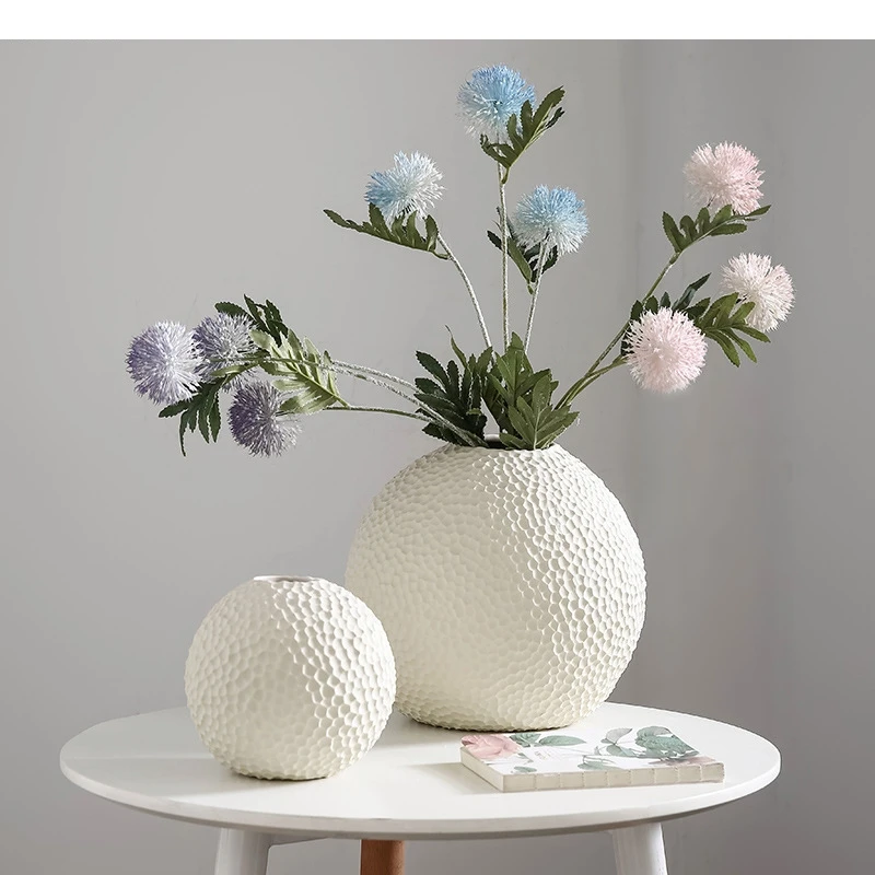 Solid Color Ceramic Vase Living Room Tabletop Flower Ware Arrangement Dry Aesthetic Decor