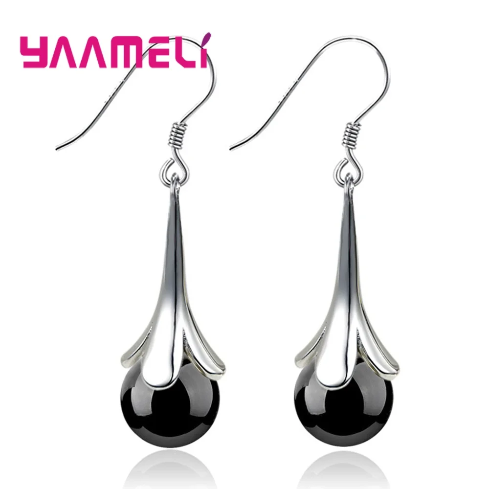 Lastest Retro Style Beads Earring 925 Sterling Silver Top Grade Red Black Onyx Stone Flower Drop Dangle Ear Accessories Jewelry