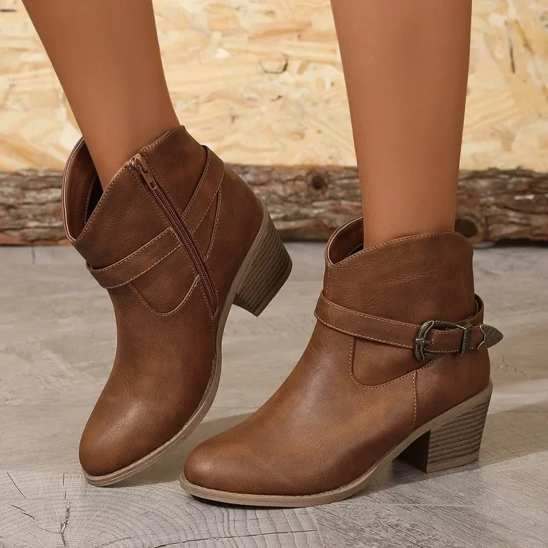2023 Hot Sale Fashion Autumn Women Solid Color Ankle Boots Large Size Woman‘s Casual Shoes Casual Female Boot Botas Mujer