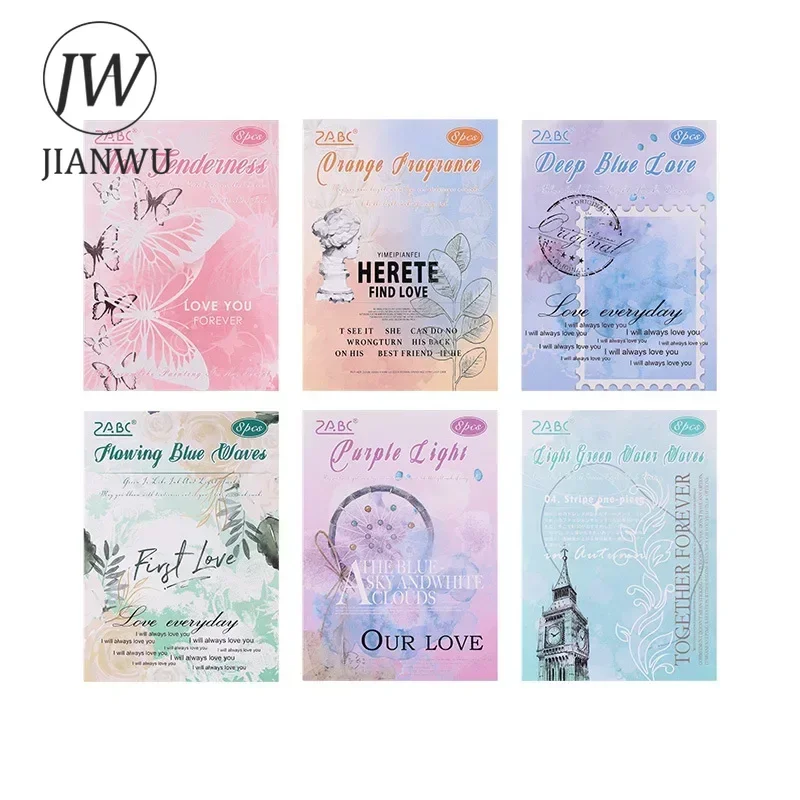 JIANWU Ink Wash Light Smoke Series Literary Film Smudge Plant Material Collage PET Sticker Creative DIY Journal Stationery