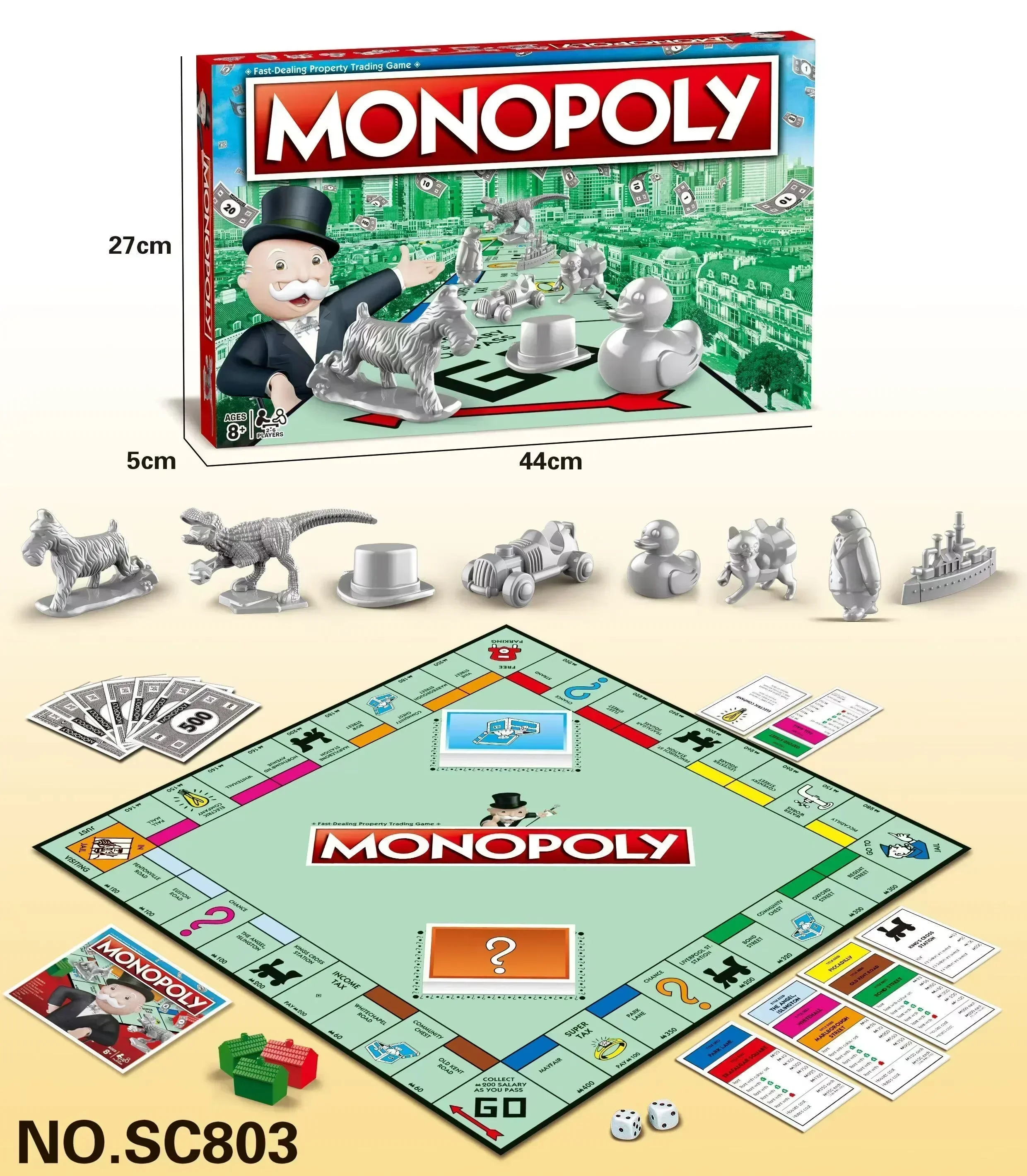 MONOPOLY Inglês Board Game, Diversão para Todas as Idades, Clássico, Família e Amigos